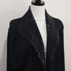 Vintage 1980s St. John Santana Knit Embellished Paillets Black Knit Sweater -  L